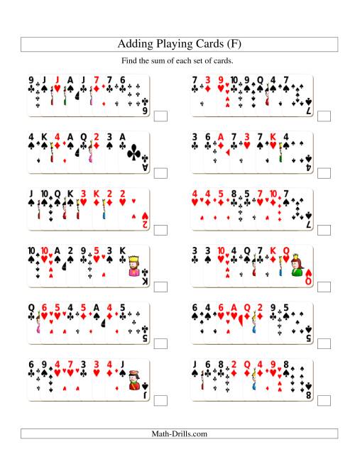 The Adding 8 Playing Cards (F) Math Worksheet
