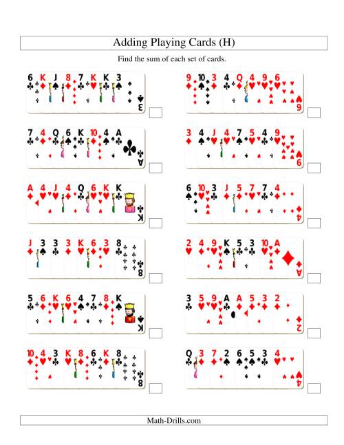 The Adding 8 Playing Cards (H) Math Worksheet