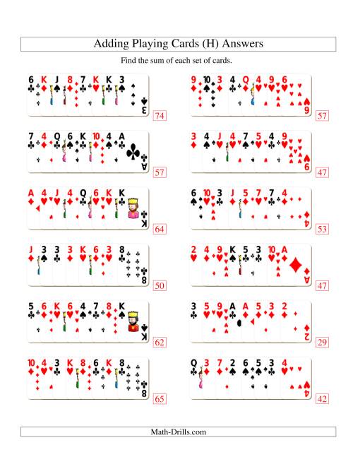 The Adding 8 Playing Cards (H) Math Worksheet Page 2