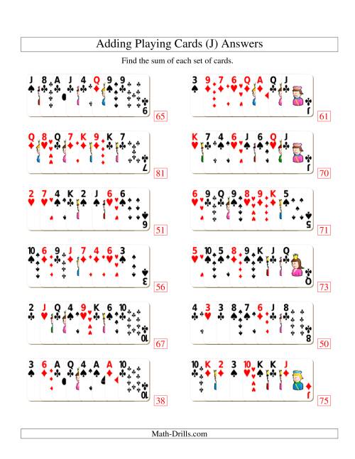 The Adding 8 Playing Cards (J) Math Worksheet Page 2