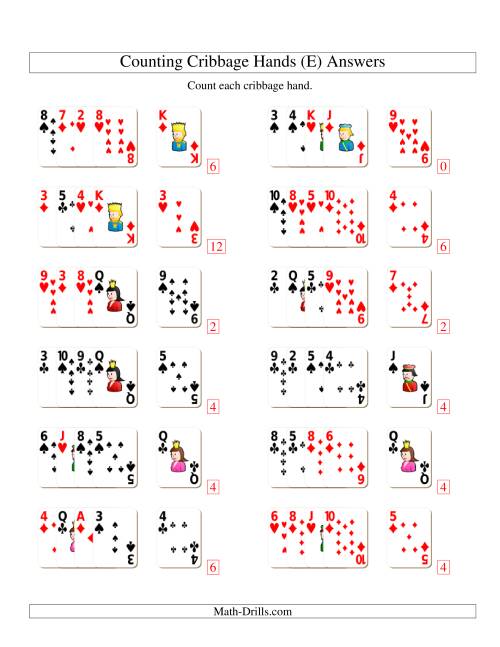 The Adding Cribbage Hands (E) Math Worksheet Page 2