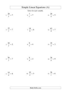 Solving Linear Equations -- Form a/x = c
