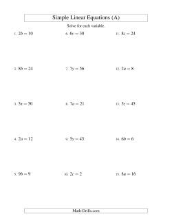 Solving Linear Equations -- Form ax = c