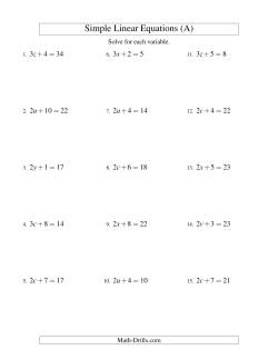 Solving Linear Equations -- Form ax + b = c