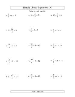 Solving Linear Equations -- Mixture of Forms x/a ± b = c and a/x ± b = c