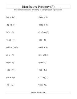 Using the Distributive Property (Answers Do Not Include Exponents)