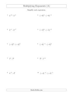 Multiplying Exponents (With Negatives)