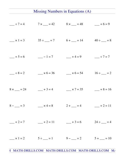 missing-numbers-in-equations-blanks-all-operations-a-algebra-worksheet