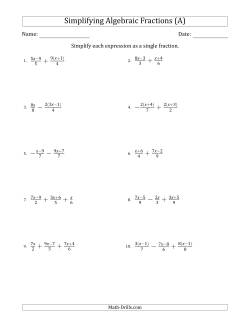 Simplifying Simple Algebraic Fractions (Harder)