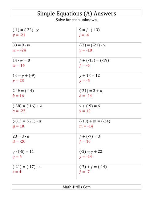 The Solve One Step Equations with Larger Values (Old) Math Worksheet Page 2