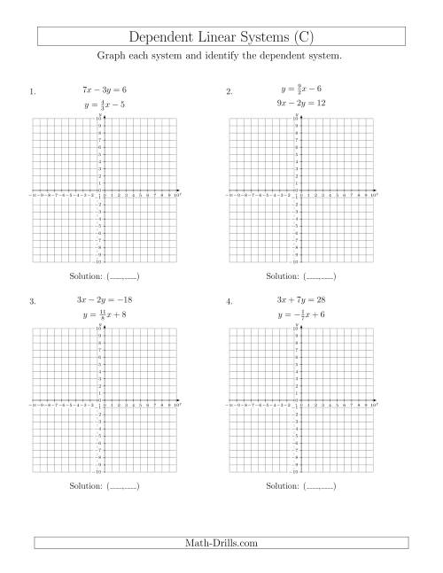 The Dependent Linear Systems (C) Math Worksheet