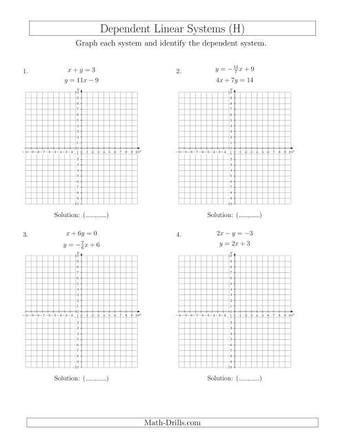 The Dependent Linear Systems (H) Math Worksheet