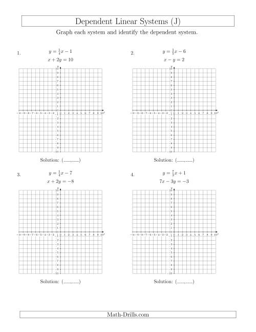 The Dependent Linear Systems (J) Math Worksheet