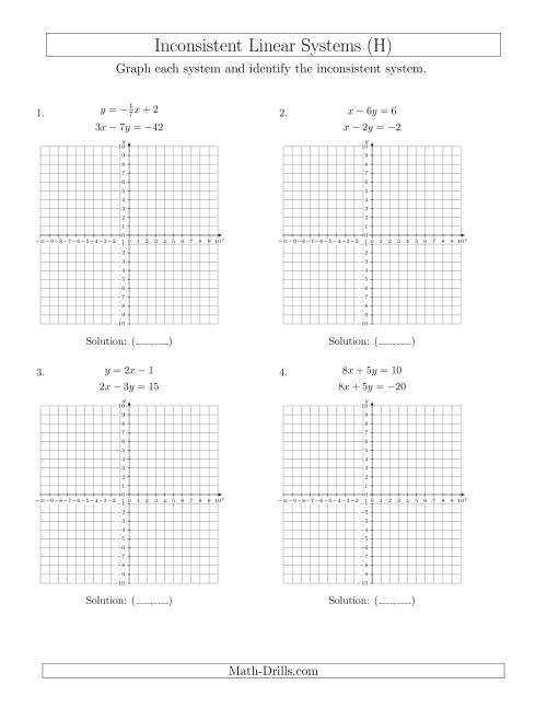 The Inconsistent Linear Systems (H) Math Worksheet
