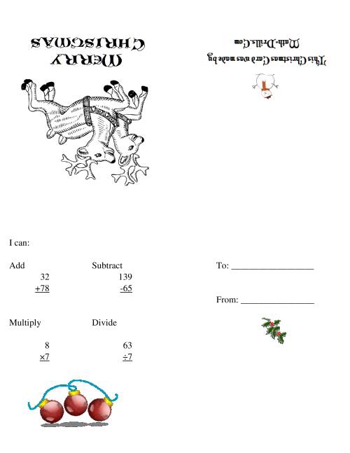 The Christmas Cards (A) Math Worksheet