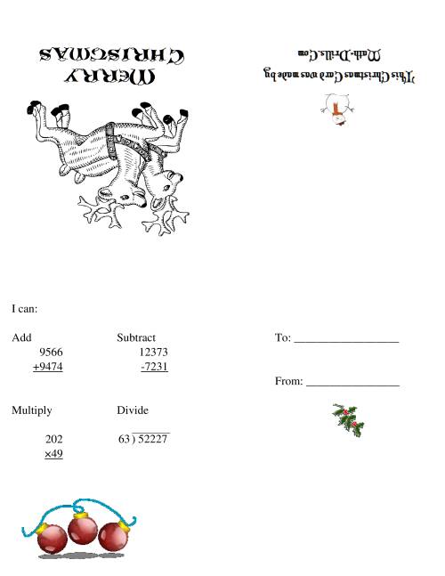 The Christmas Cards (C) Math Worksheet