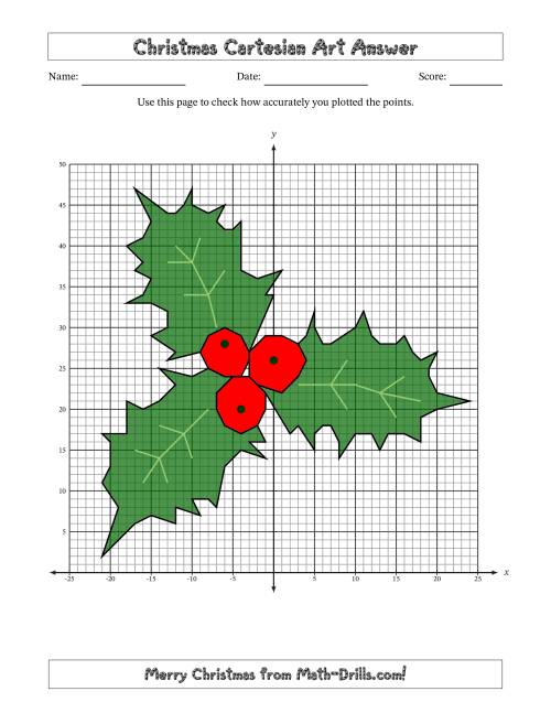 The Christmas Cartesian Art Holly 2 Math Worksheet