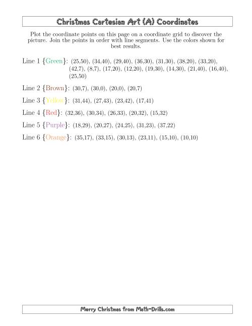 The Christmas Cartesian Art Tree Math Worksheet Page 2