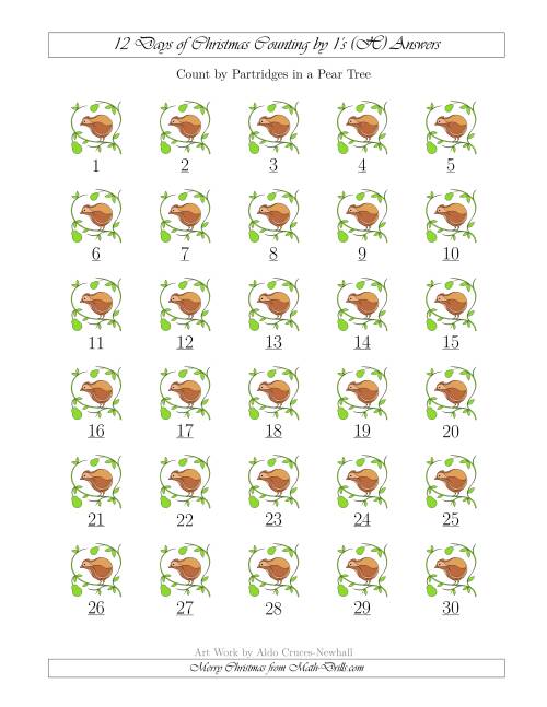 The 12 Days of Christmas Counting by Partridges in a Pear Tree (H) Math Worksheet Page 2