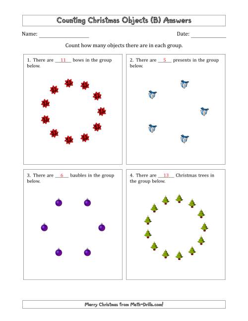 The Counting Christmas Objects in Circular Arrangements (B) Math Worksheet Page 2