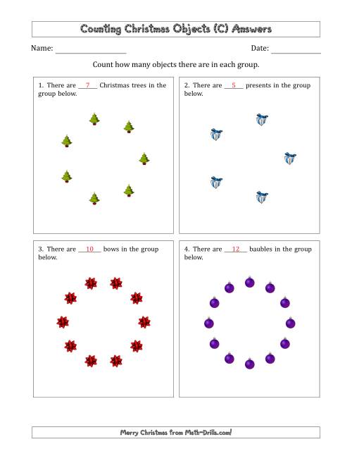 The Counting Christmas Objects in Circular Arrangements (C) Math Worksheet Page 2