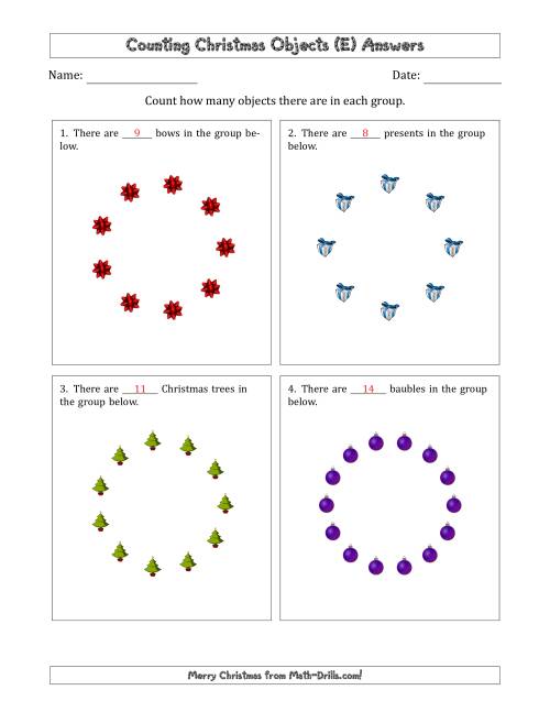 The Counting Christmas Objects in Circular Arrangements (E) Math Worksheet Page 2