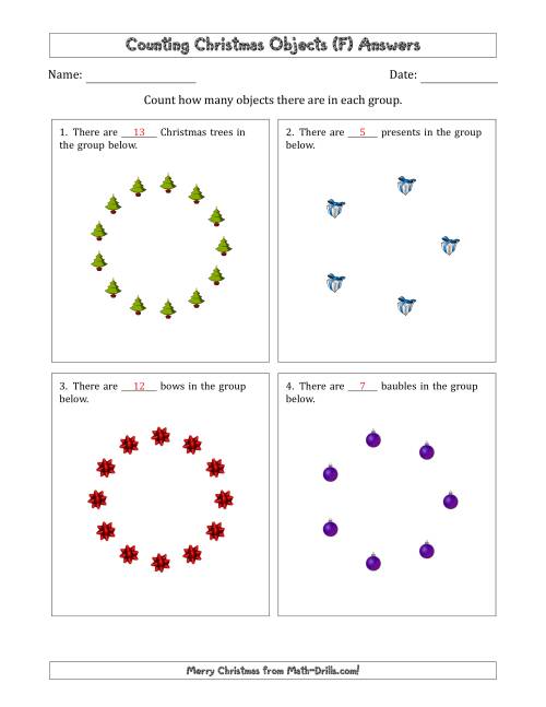 The Counting Christmas Objects in Circular Arrangements (F) Math Worksheet Page 2