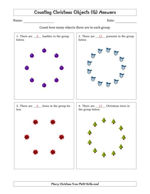 The Counting Christmas Objects in Circular Arrangements (G) Math Worksheet Page 2