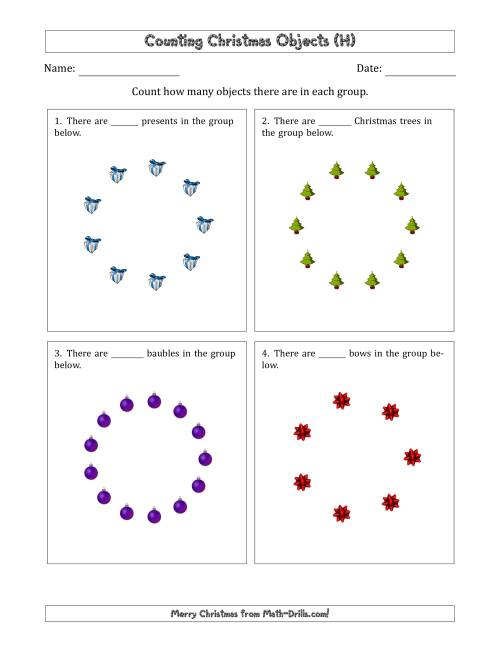 The Counting Christmas Objects in Circular Arrangements (H) Math Worksheet