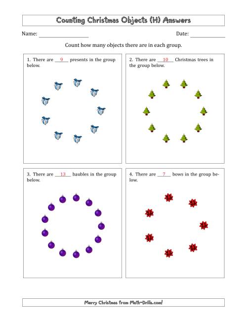 The Counting Christmas Objects in Circular Arrangements (H) Math Worksheet Page 2
