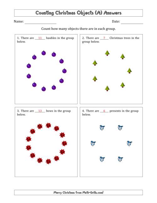 The Counting Christmas Objects in Circular Arrangements (All) Math Worksheet Page 2