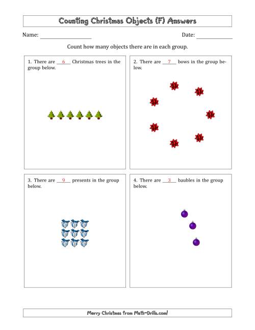 The Counting Christmas Objects in Various Arrangements (Easier Version) (F) Math Worksheet Page 2