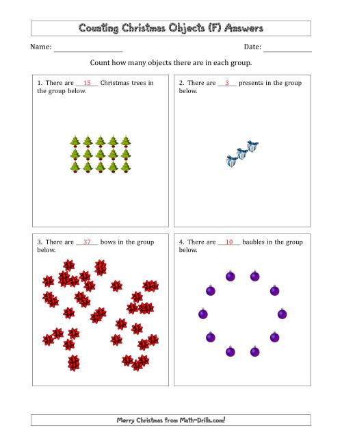 The Counting Christmas Objects in Various Arrangements (Harder Version) (F) Math Worksheet Page 2