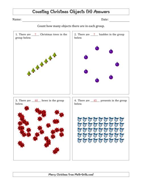 The Counting Christmas Objects in Various Arrangements (Harder Version) (H) Math Worksheet Page 2