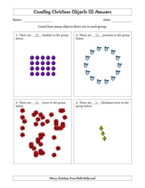 The Counting Christmas Objects in Various Arrangements (Harder Version) (I) Math Worksheet Page 2