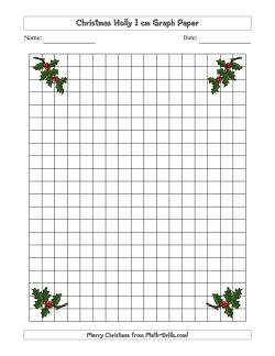 Christmas Holly 1 cm Graph Paper