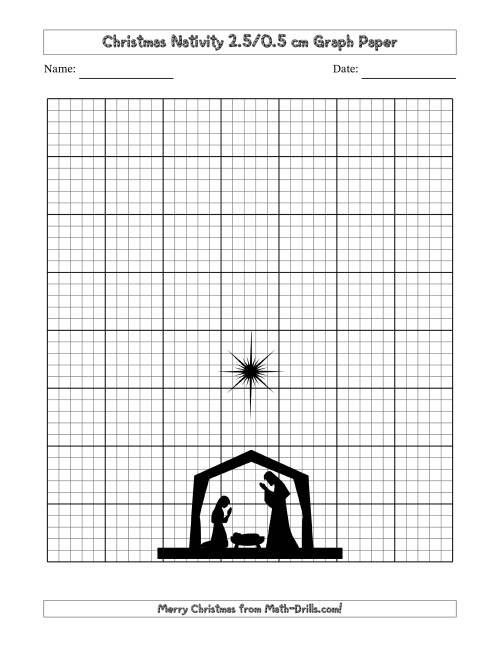 The Christmas Nativity 2.5 cm / 0.5 cm Graph Paper Math Worksheet