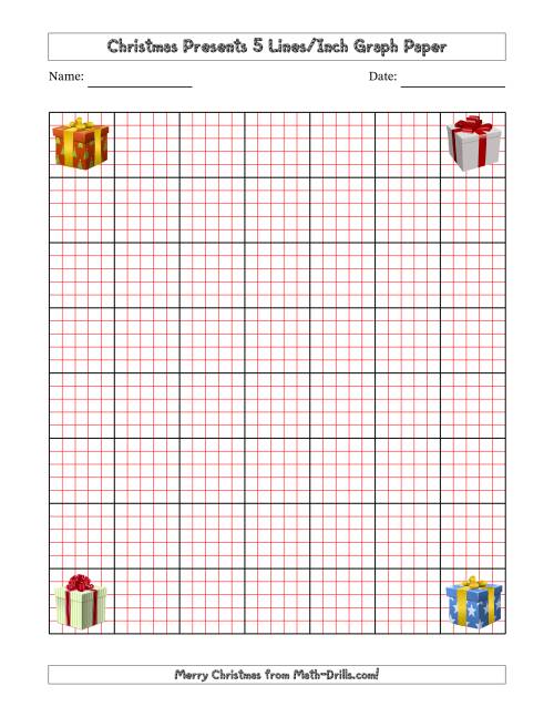 The Christmas Presents Five Lines per Inch Graph Paper Math Worksheet