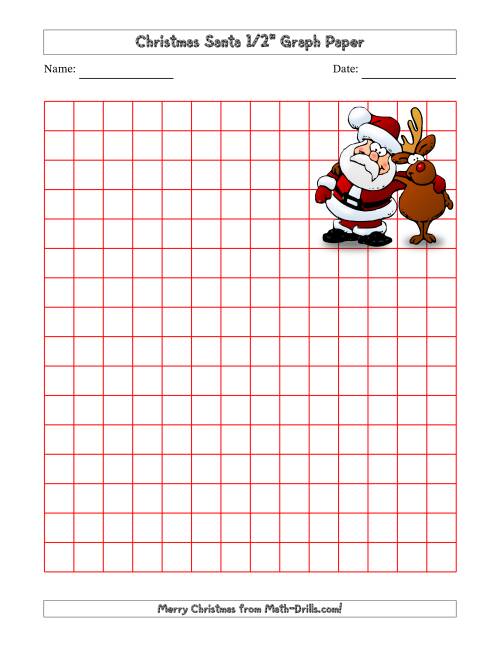 The Christmas Santa 1/2 Inch Graph Paper Math Worksheet