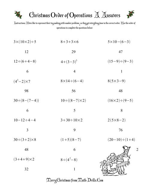 The Order of Operations Three Steps (A) Math Worksheet Page 2