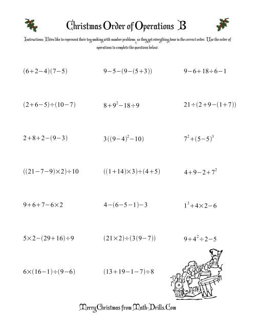 The Order of Operations Four Steps (B) Math Worksheet