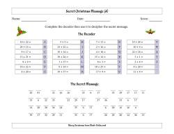 Christmas Holly Secret Message Addition with Addends from 1 to 25