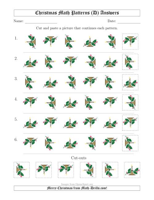 The Christmas Picture Patterns with Rotation Attribute Only (D) Math Worksheet Page 2