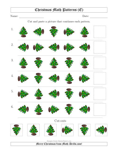 The Christmas Picture Patterns with Rotation Attribute Only (E) Math Worksheet