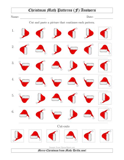 The Christmas Picture Patterns with Rotation Attribute Only (F) Math Worksheet Page 2