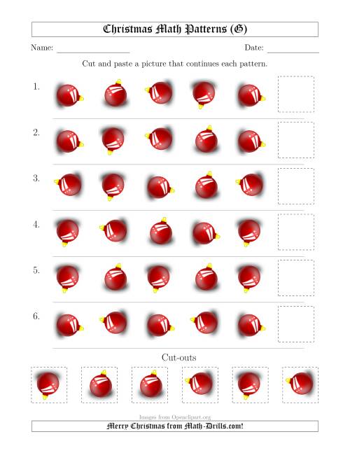 The Christmas Picture Patterns with Rotation Attribute Only (G) Math Worksheet