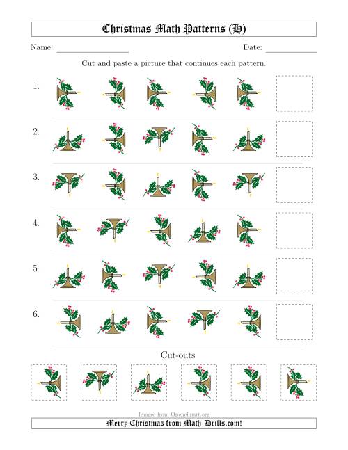 The Christmas Picture Patterns with Rotation Attribute Only (H) Math Worksheet