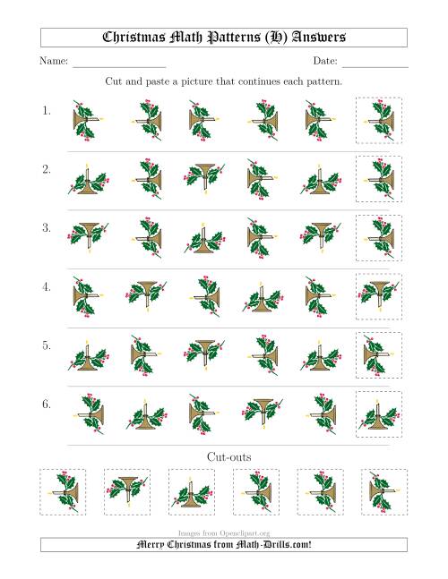 The Christmas Picture Patterns with Rotation Attribute Only (H) Math Worksheet Page 2