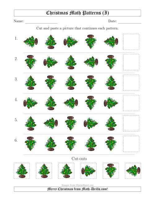The Christmas Picture Patterns with Rotation Attribute Only (I) Math Worksheet