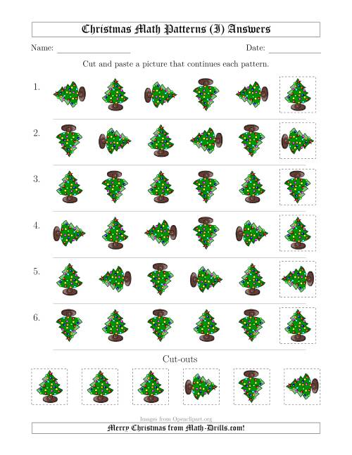 The Christmas Picture Patterns with Rotation Attribute Only (I) Math Worksheet Page 2